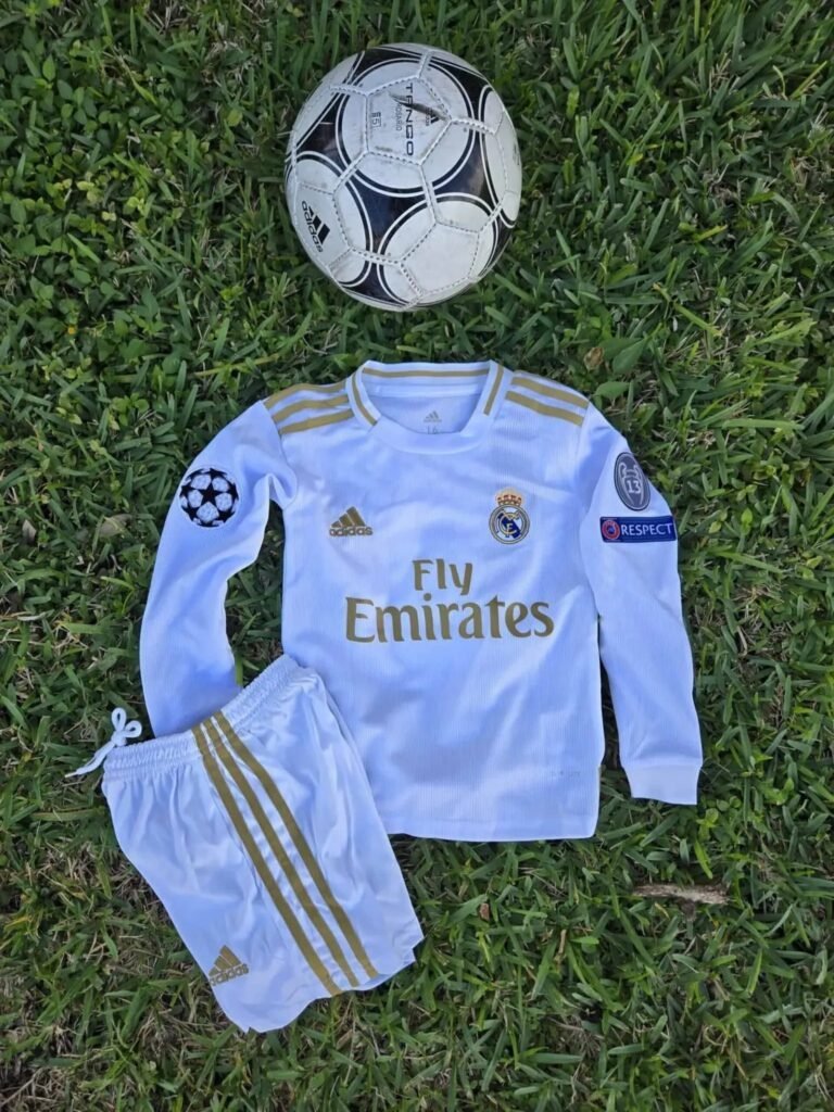 Kids Real Madrid Home Retro 19/20 Long Sleeves