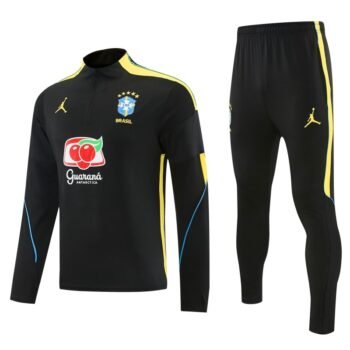 26/27 Brazil Black Half Zipper Jacket Tracksuit + Long Pants