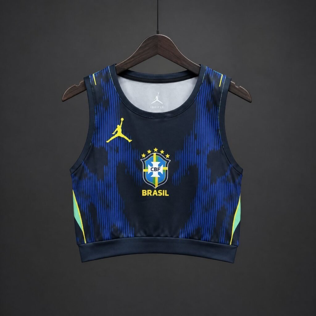 2026 Brazil Women's Cropped Away Navy Tank Top