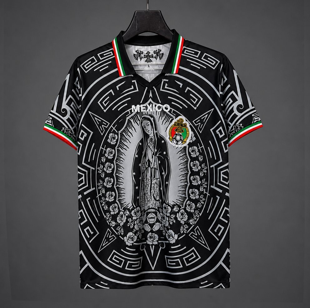 2026 Mexico Special Edition Black with Virgin of Guadalupe and Aztec Pattern Jersey