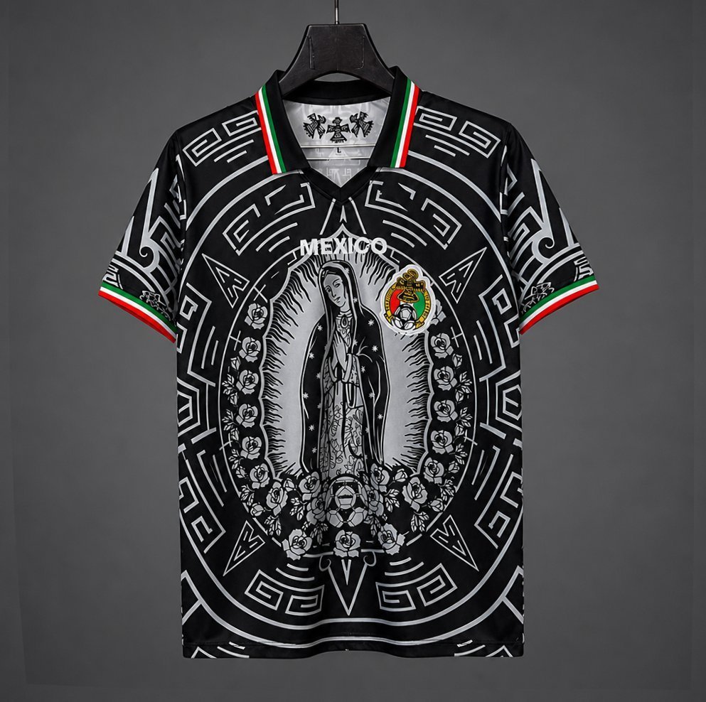 2026 Mexico Special Edition Black with Virgin of Guadalupe and Aztec Pattern Jersey