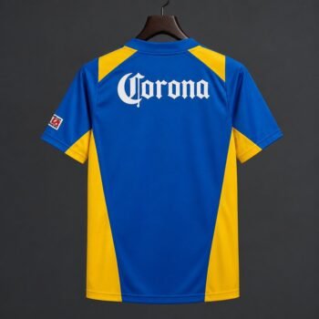 Retro 05/06 Club América Away Blue and Yellow with Coca-Cola Sponsor Jersey