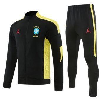 26/27 Brazil Black Full Zipper Jacket Tracksuit + Long Pants
