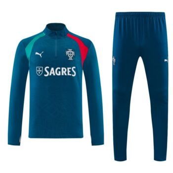 26/27 Portugal Teal Half Zipper Jacket Tracksuit + Long Pants
