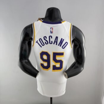 75th Anniversary TOSCANO #95 Los Angeles Lakers White NBA Jersey