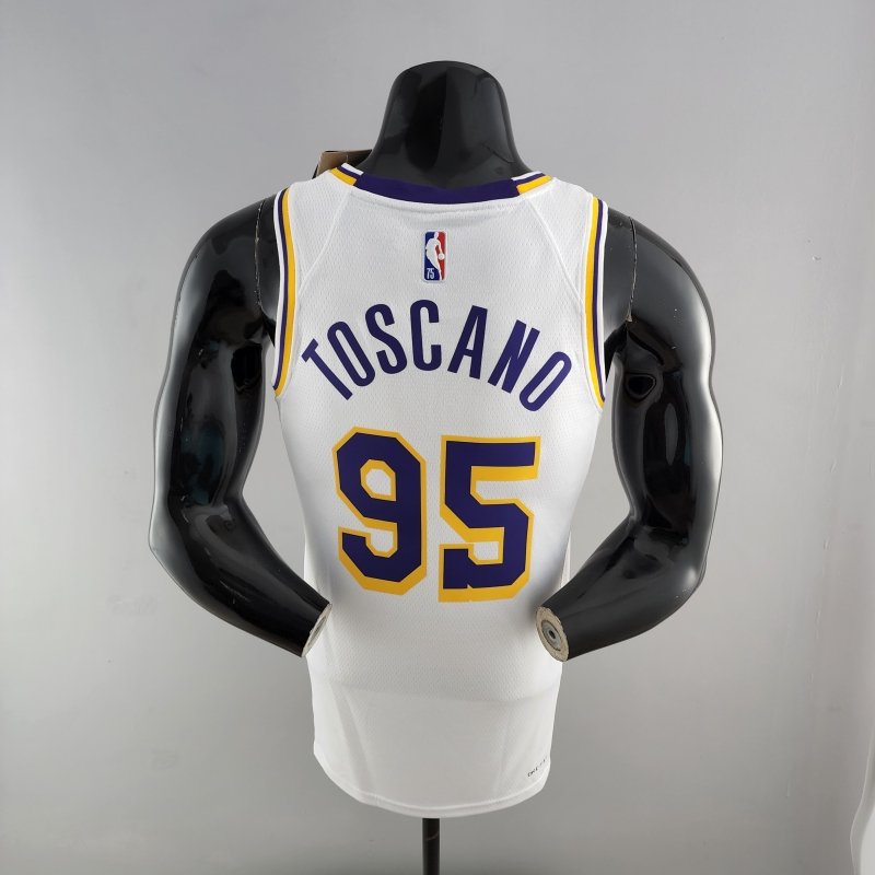 75th Anniversary TOSCANO #95 Los Angeles Lakers White NBA Jersey
