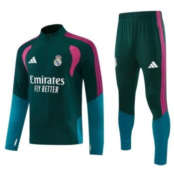 26/27 Real Madrid Dark Green Half Zipper Jacket Tracksuit + Long Pants