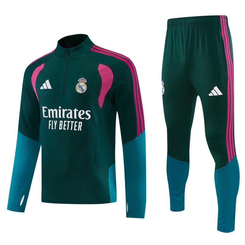 26/27 Real Madrid Dark Green Half Zipper Jacket Tracksuit + Long Pants