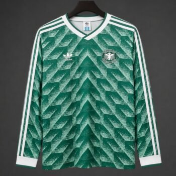 Retro 1990 West Germany Green Long Sleeve Away Jersey