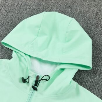 26/27 France Light Green Full Zipper Hooded Jacket Tracksuit + Long Pants