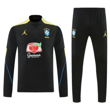 26/27 Brazil Black Half Zipper Jacket Tracksuit + Long Pants