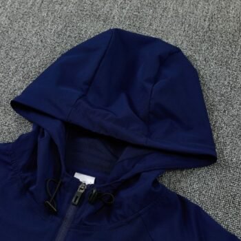 26/27 France Navy Blue Full Zipper Hooded Jacket Tracksuit + Long Pants