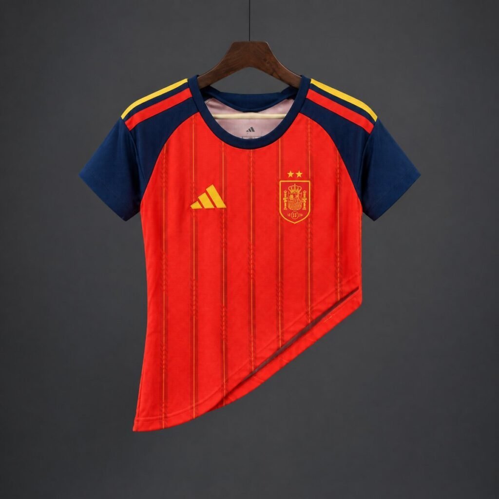 26/27 Women Spain Home Asymmetric Hem Crop Jersey