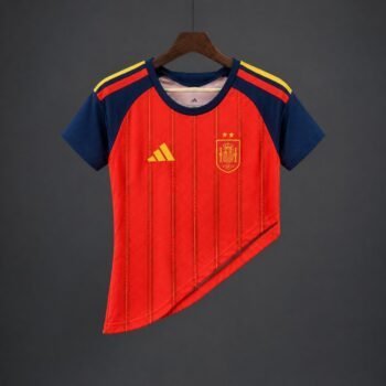 26/27 Women Spain Home Asymmetric Hem Crop Jersey