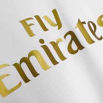 Retro 19/20 Real Madrid White with Gold Stripes Home Long Sleeve Jersey