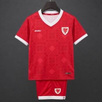 2026 Kids Wales National Team Red with Celtic Pattern Home Jersey