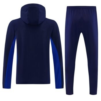 26/27 France Navy Blue Full Zipper Hooded Jacket Tracksuit + Long Pants