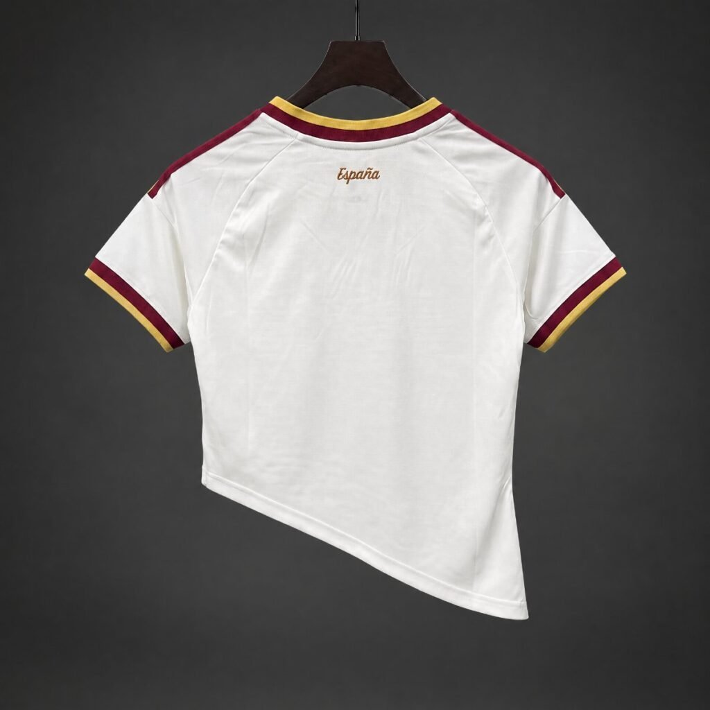 2 Stars 2026 Women Spain Away White Asymmetric Hem Crop Jersey