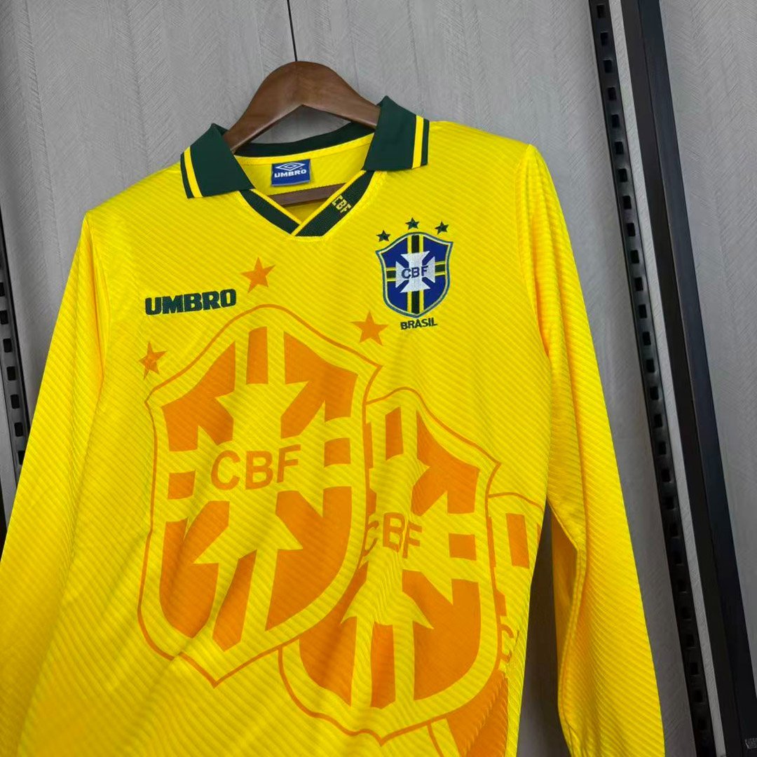 Retro 1994 Brazil Home Long Sleeve Yellow Jersey