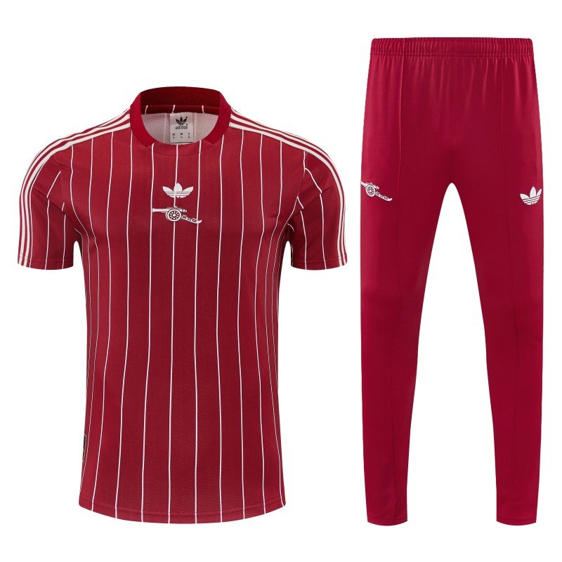 26/27 Arsenal Red Stripes Short Sleeve Tracksuit + Long Pants