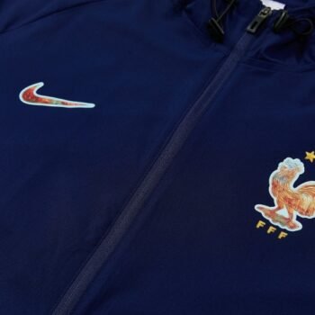 26/27 France Navy Blue Full Zipper Hooded Jacket Tracksuit + Long Pants