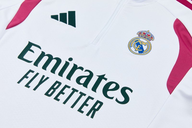 26/27 Real Madrid White & Dark Green Half Zipper Jacket Tracksuit + Long Pants