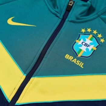 26/27 Brazil Teal&Navy Blue Full Zipper Jacket Tracksuit + Long Pants