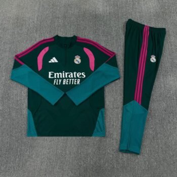 26/27 Real Madrid Dark Green Half Zipper Jacket Tracksuit + Long Pants