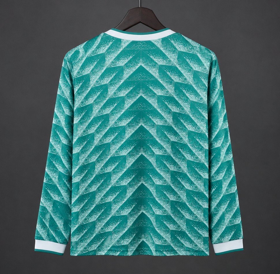 Retro 1990 West Germany Green Long Sleeve Away Jersey