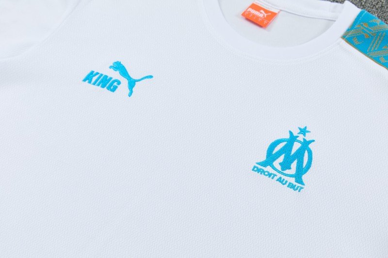 26/27 Marseille White&Navy Blue Short Sleeve Tracksuit + Long Pants