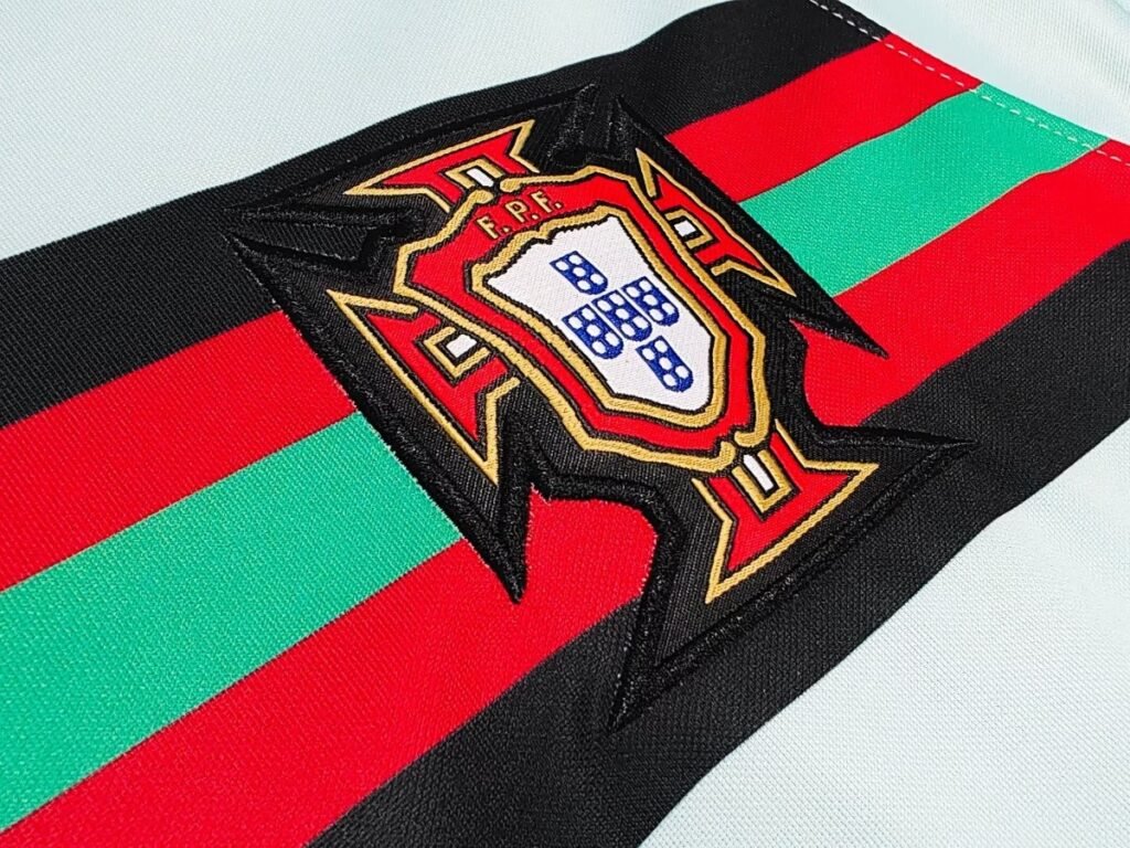 Retro 2020 Portugal Mint Green with Red Stripes Away Long Sleeve Jersey