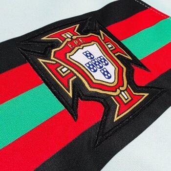 Retro 2020 Portugal Mint Green with Red Stripes Away Long Sleeve Jersey