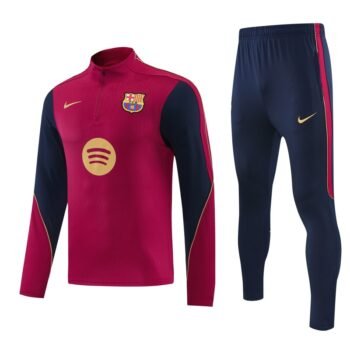 26/27 Barcelona Red & Black Half Zipper Jacket Tracksuit + Long Pants