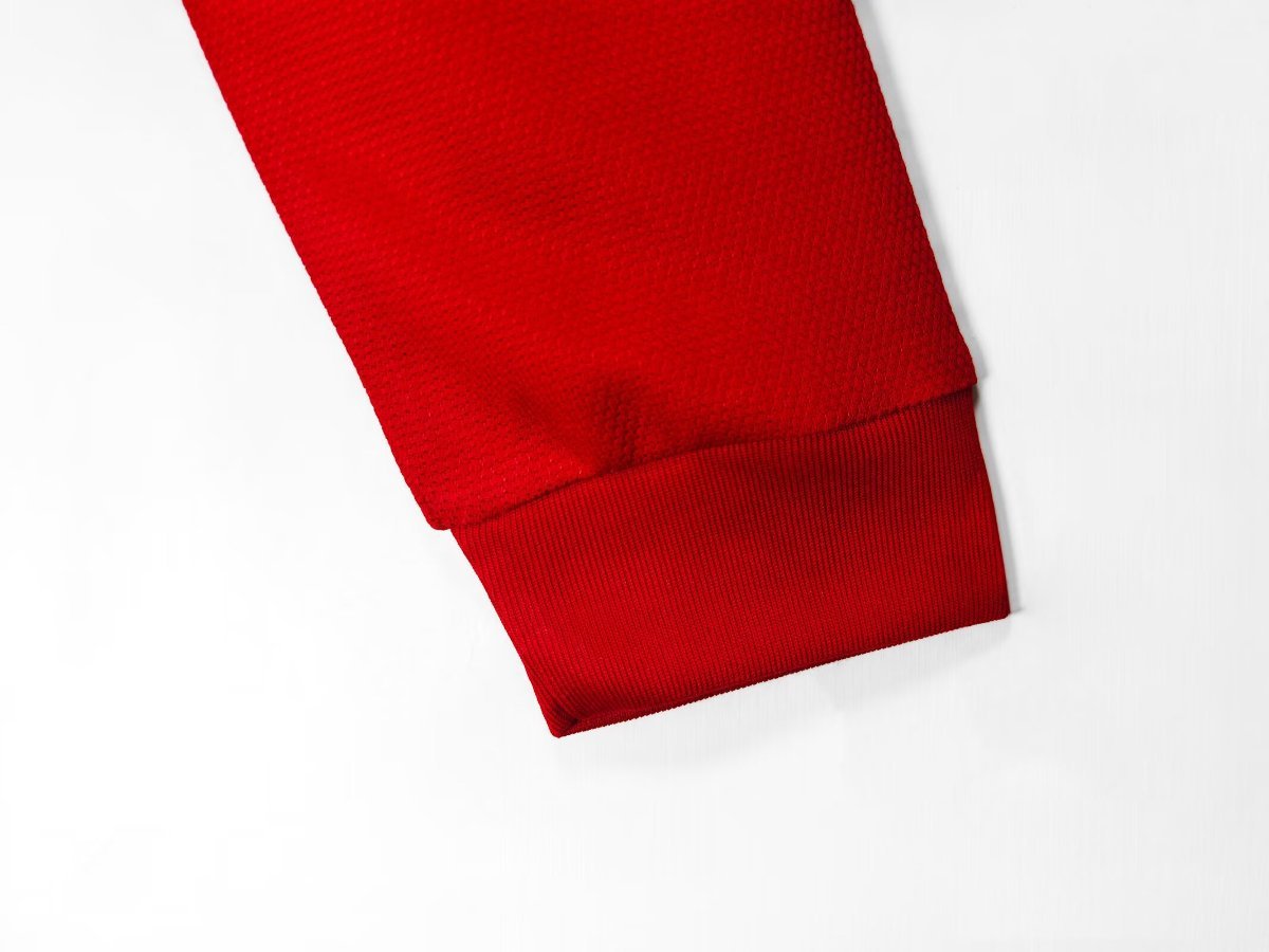 Retro 2014 Portugal Home Red with Dark Stripes Long Sleeve Jersey