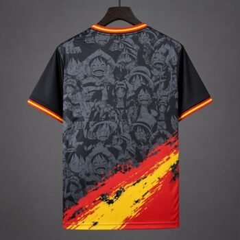 2026 Spain Special Edition Black Red and Yellow Gear 5 Luffy Anime Graphic Soccer Jersey