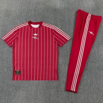 26/27 Arsenal Red Stripes Short Sleeve Tracksuit + Long Pants