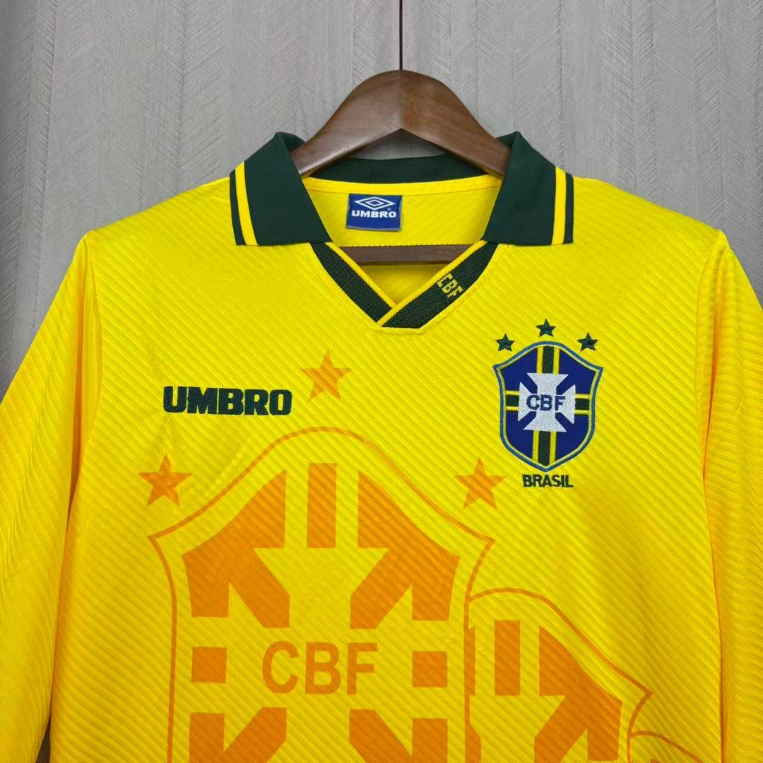 Retro 1994 Brazil Home Long Sleeve Yellow Jersey