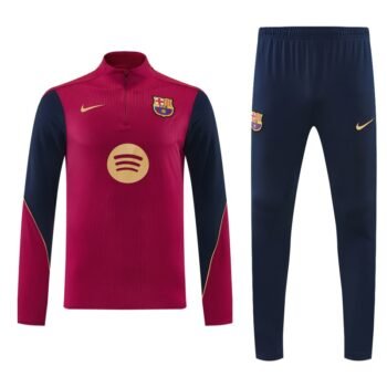 26/27 Barcelona Red & Black Half Zipper Jacket Tracksuit + Long Pants
