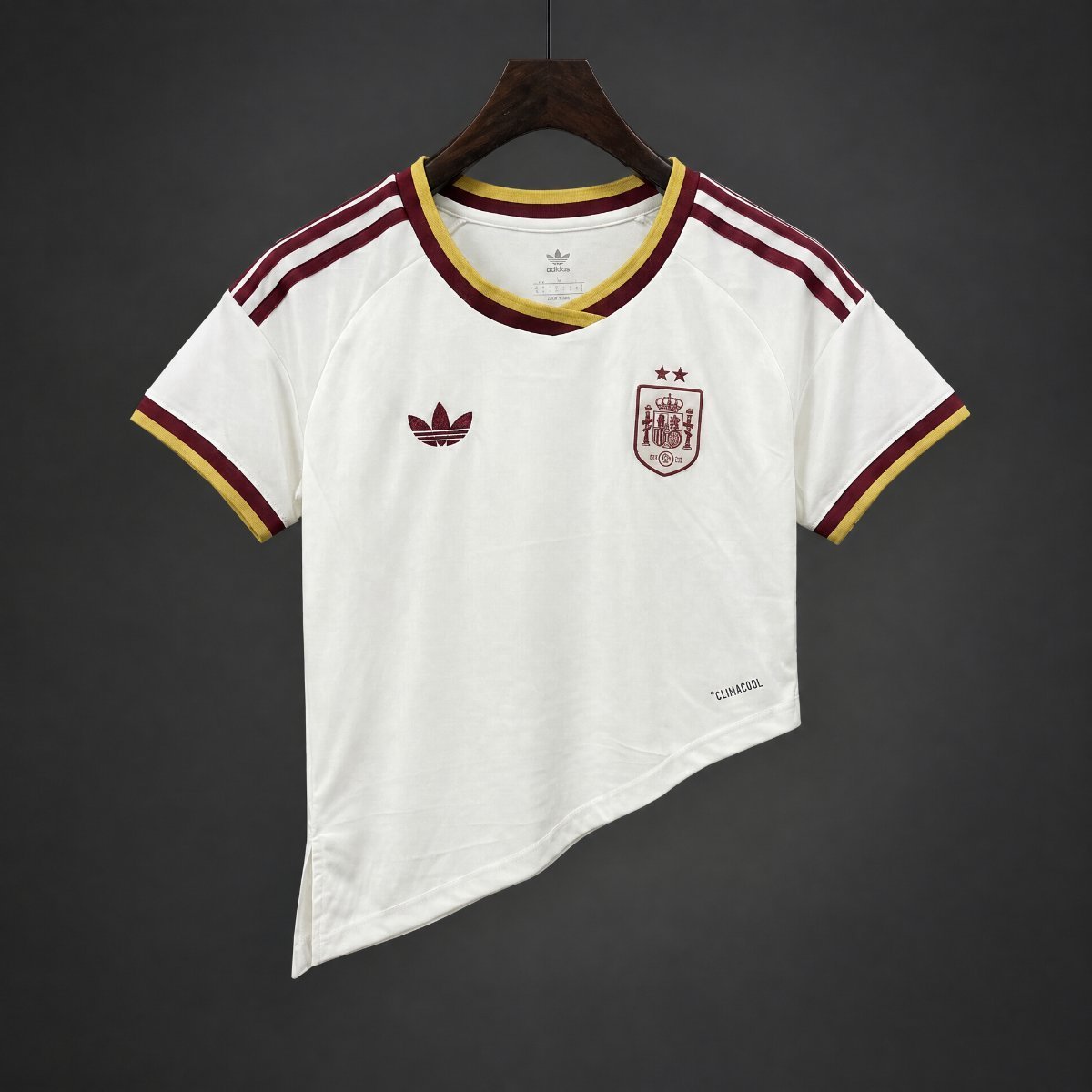 2 Stars 2026 Women Spain Away White Asymmetric Hem Crop Jersey