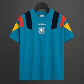 26/27 Germany Adidas Originals Teal with Multicolor Block Casual Retro T-Shirt