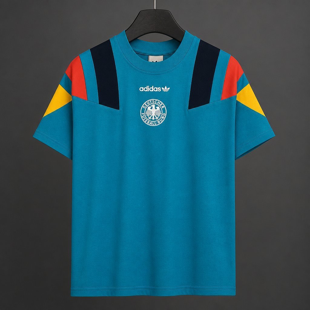 26/27 Germany Adidas Originals Teal with Multicolor Block Casual Retro T-Shirt