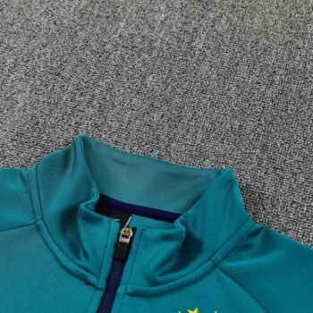26/27 Brazil Teal&Navy Blue Full Zipper Jacket Tracksuit + Long Pants