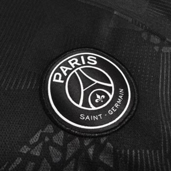 Retro 17/18 PSG/Paris Saint-Germain Black with Geometric Camo Pattern Third Long Sleeve Jersey