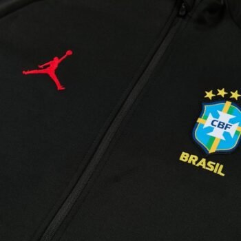 26/27 Brazil Black Full Zipper Jacket Tracksuit + Long Pants