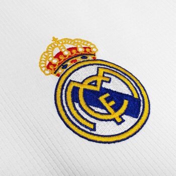Retro 19/20 Real Madrid White with Gold Stripes Home Long Sleeve Jersey