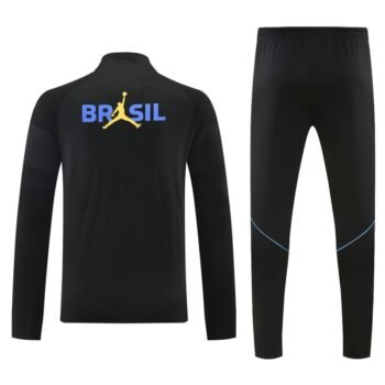 26/27 Brazil Black Half Zipper Jacket Tracksuit + Long Pants