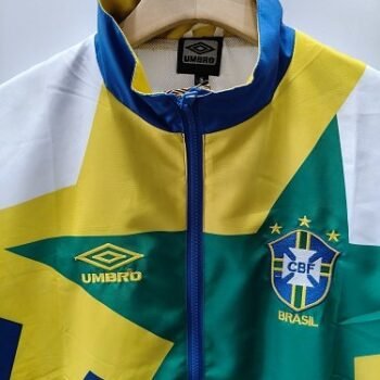 Retro 93/94 Brazil Yellow & Green & Blue Star Pattern Windbreaker Jacket