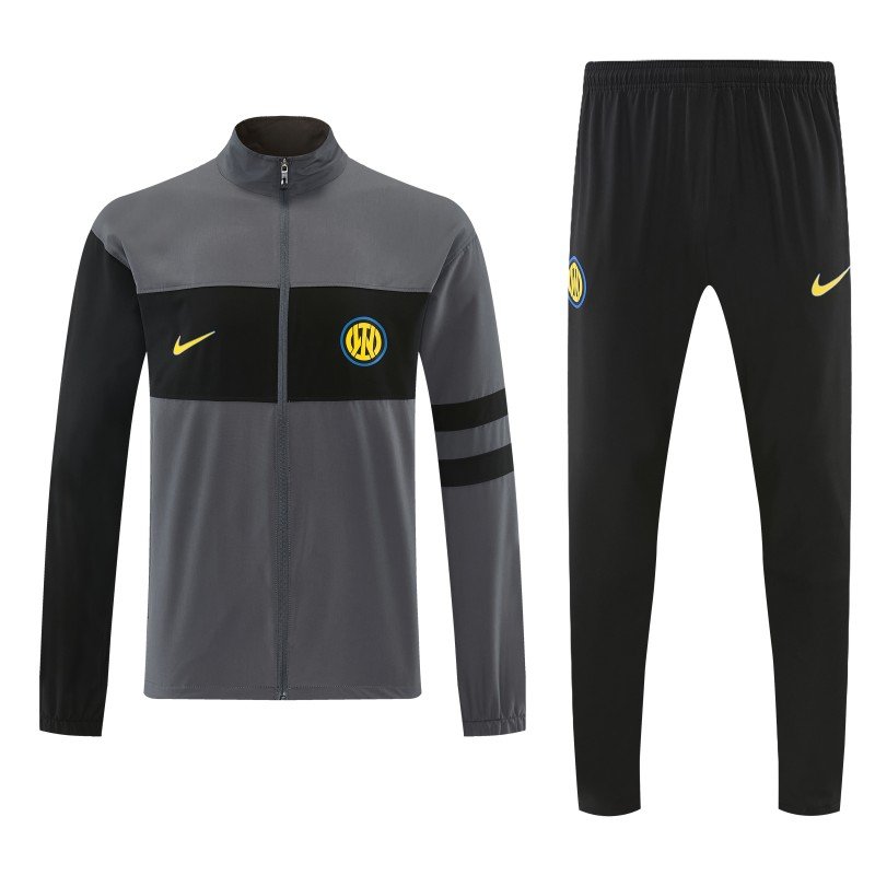 26/27 Inter Milan Grey & Black Full Zipper Jacket Tracksuit + Long Pants