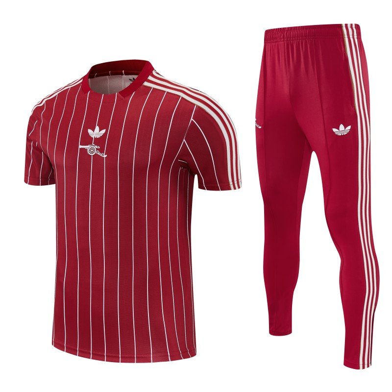 26/27 Arsenal Red Stripes Short Sleeve Tracksuit + Long Pants