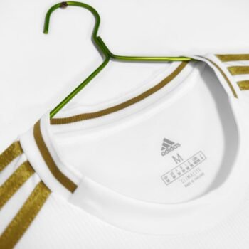 Retro 19/20 Real Madrid White with Gold Stripes Home Long Sleeve Jersey